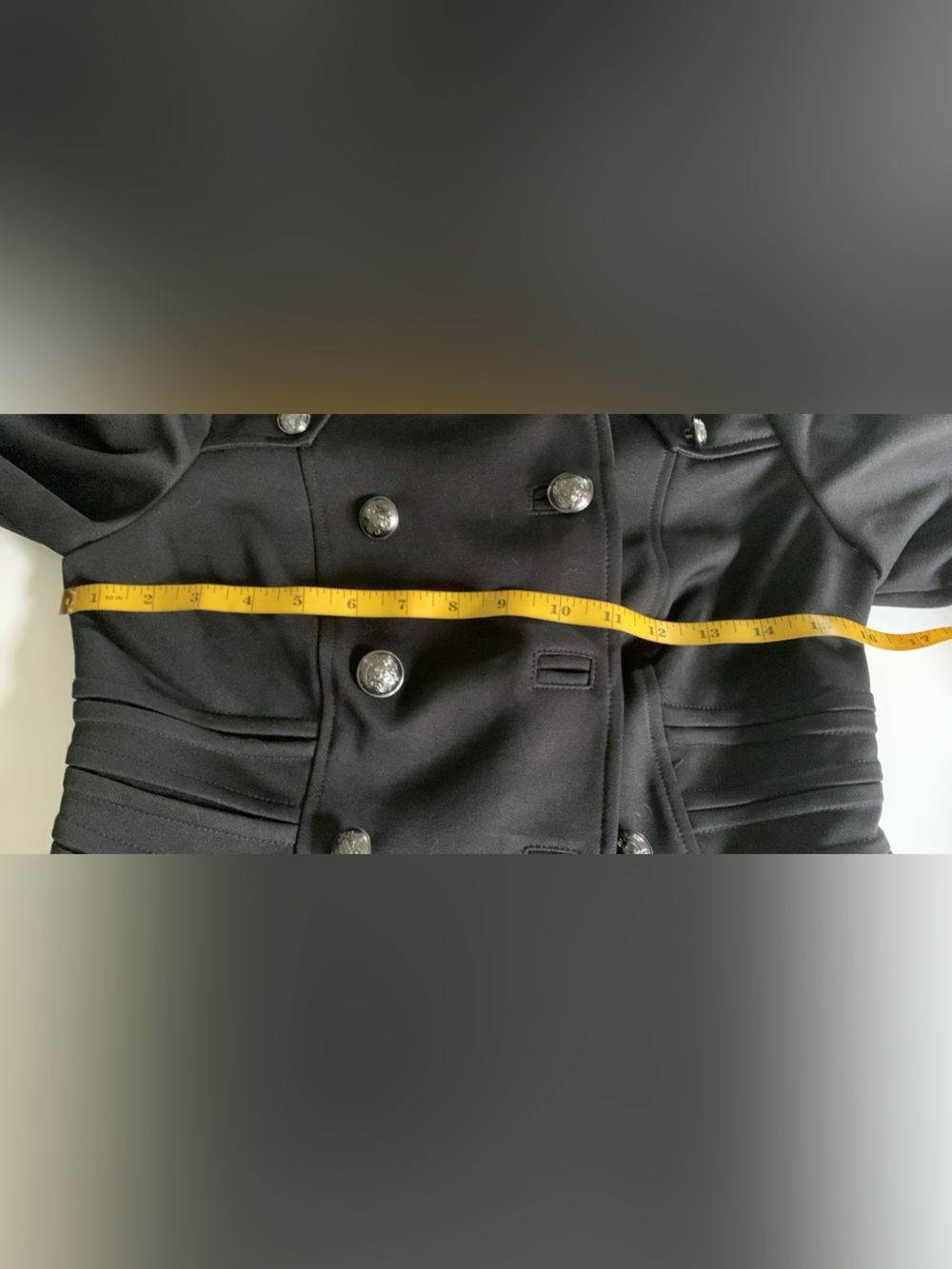 Women's Black Double-Breasted Military Jacket - Picture 7 of 10